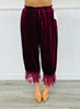 Merlot Velvet Lace Hem Bloomer Pants (Reg & Plus)