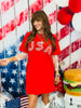 Red USA Mesh Long Sleeves Mini Dress (Reg.)