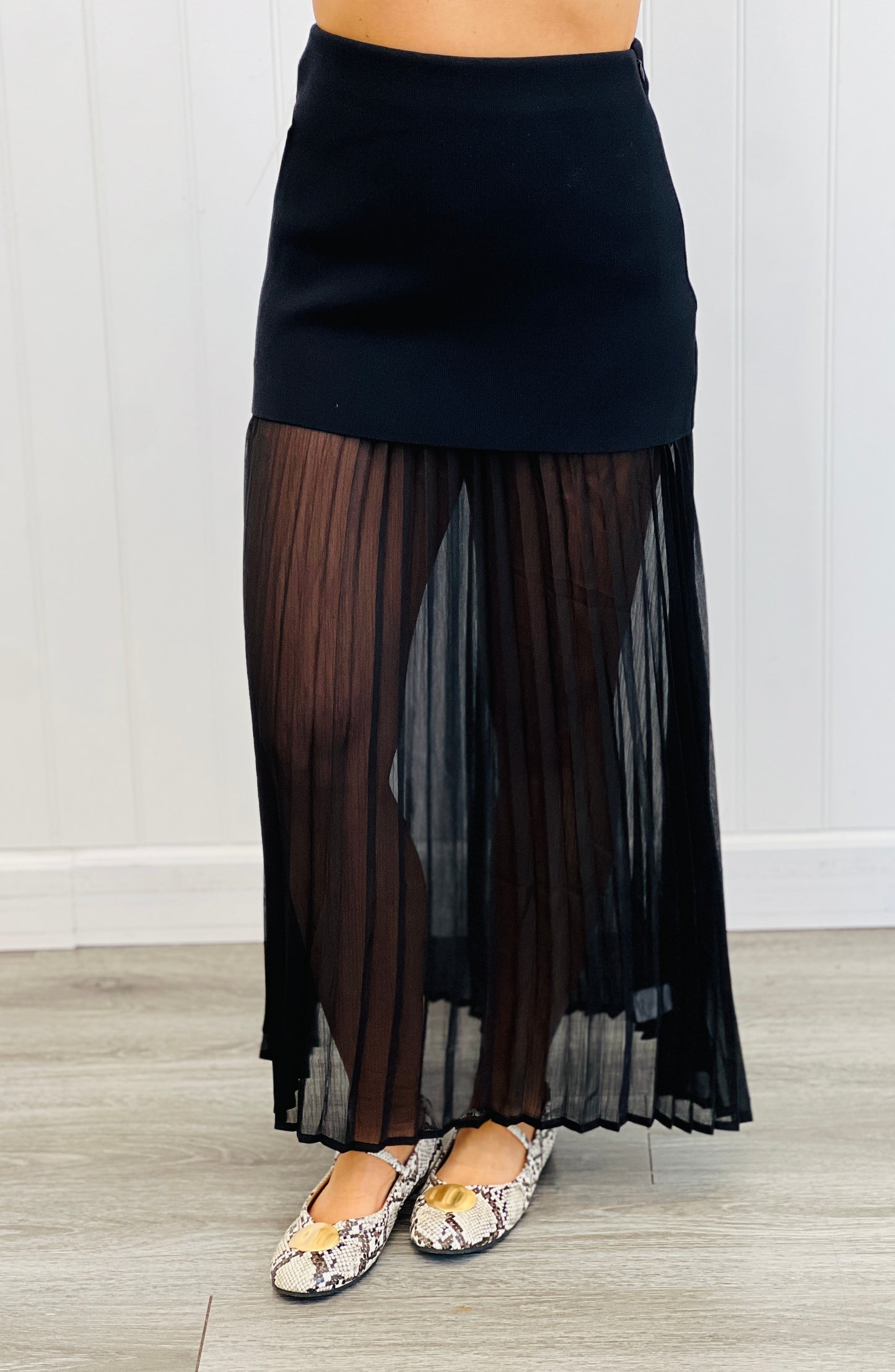 Black Mixed Media Maxi Skirt (Reg.)