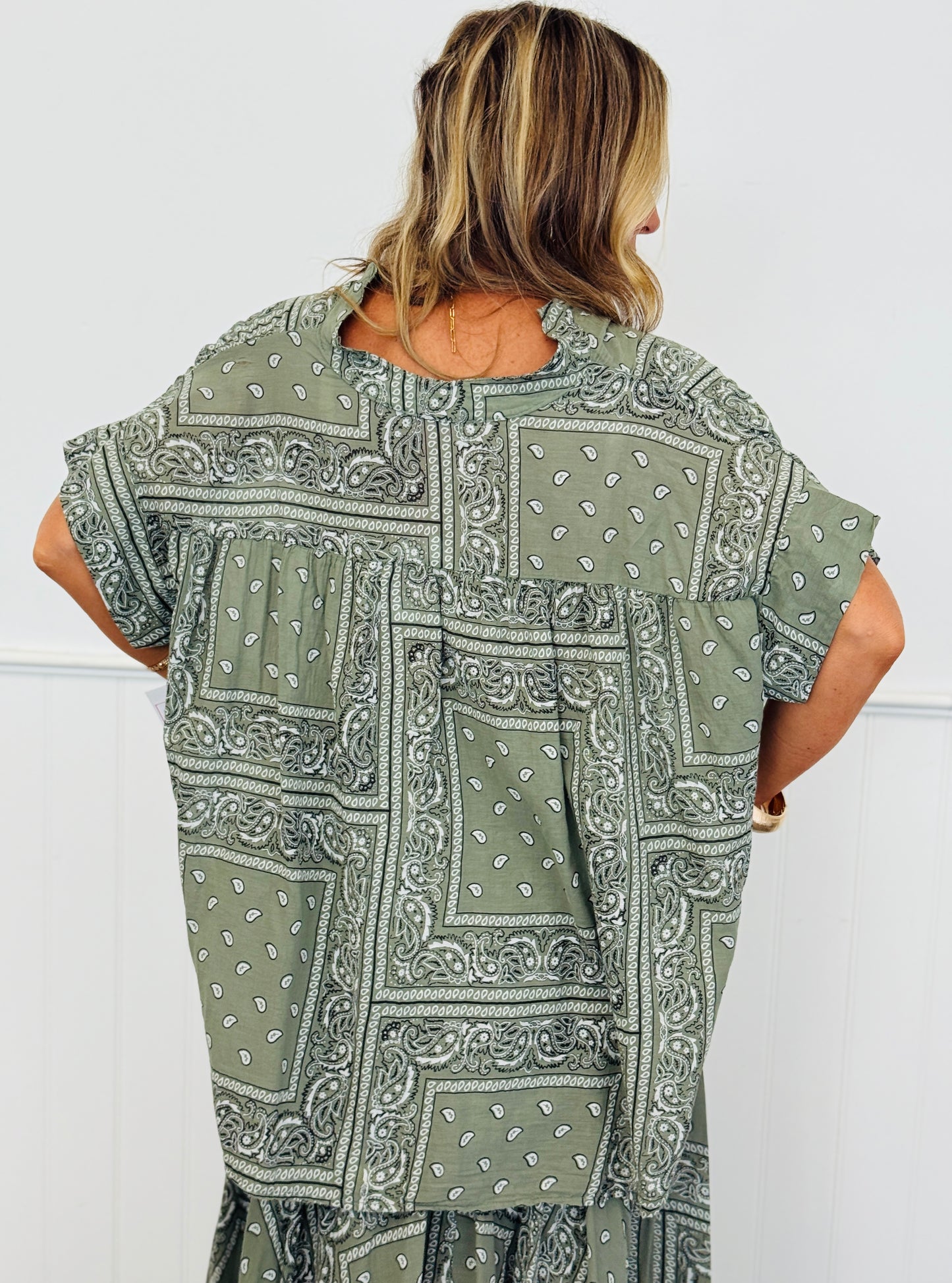 Olive Bandana Short Sleeve Top (OS)