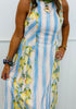 Blue Striped Lemon Print Midi Dress (Reg. and Plus)