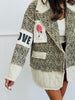 POL Tan Leopard Color Block Embroidered Heart Patch Jacket (Reg.)
