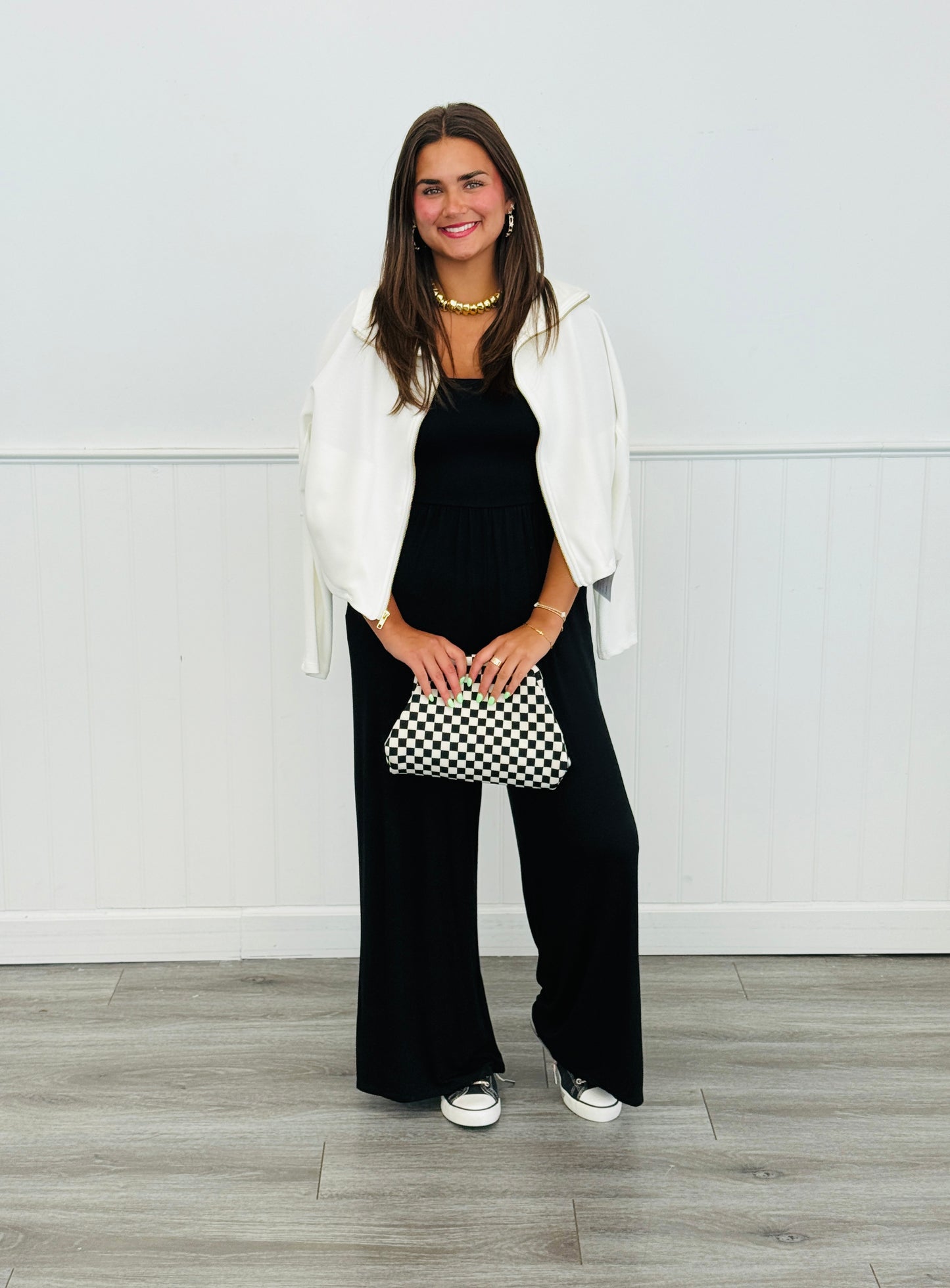 Black Square Neck Tank Jumpsuit (Reg.)