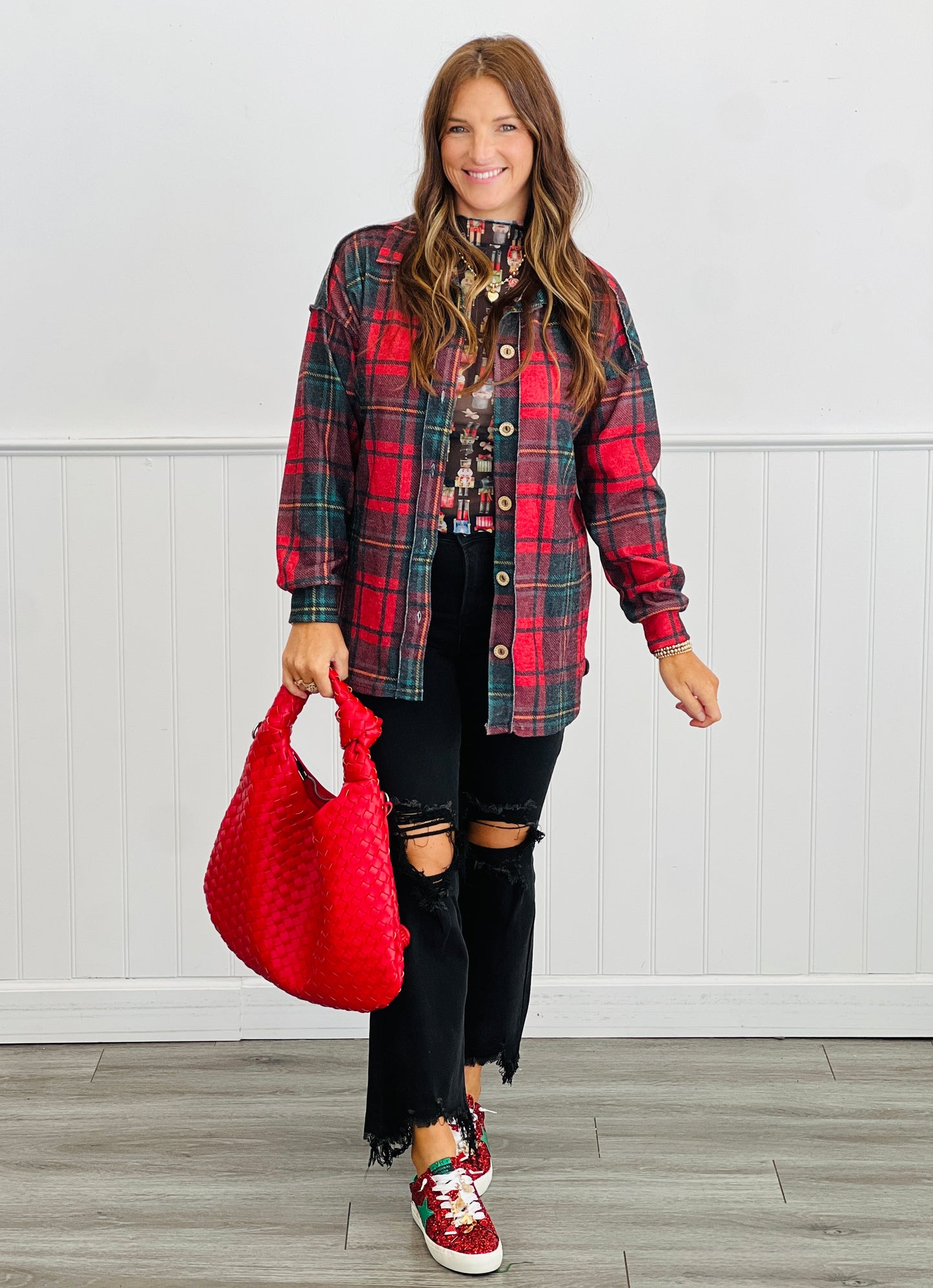 Essential Red Plaid Shacket (Reg & Plus)