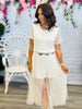 Cream Sheer Overlaid Lace Maxi Dress (Reg.)