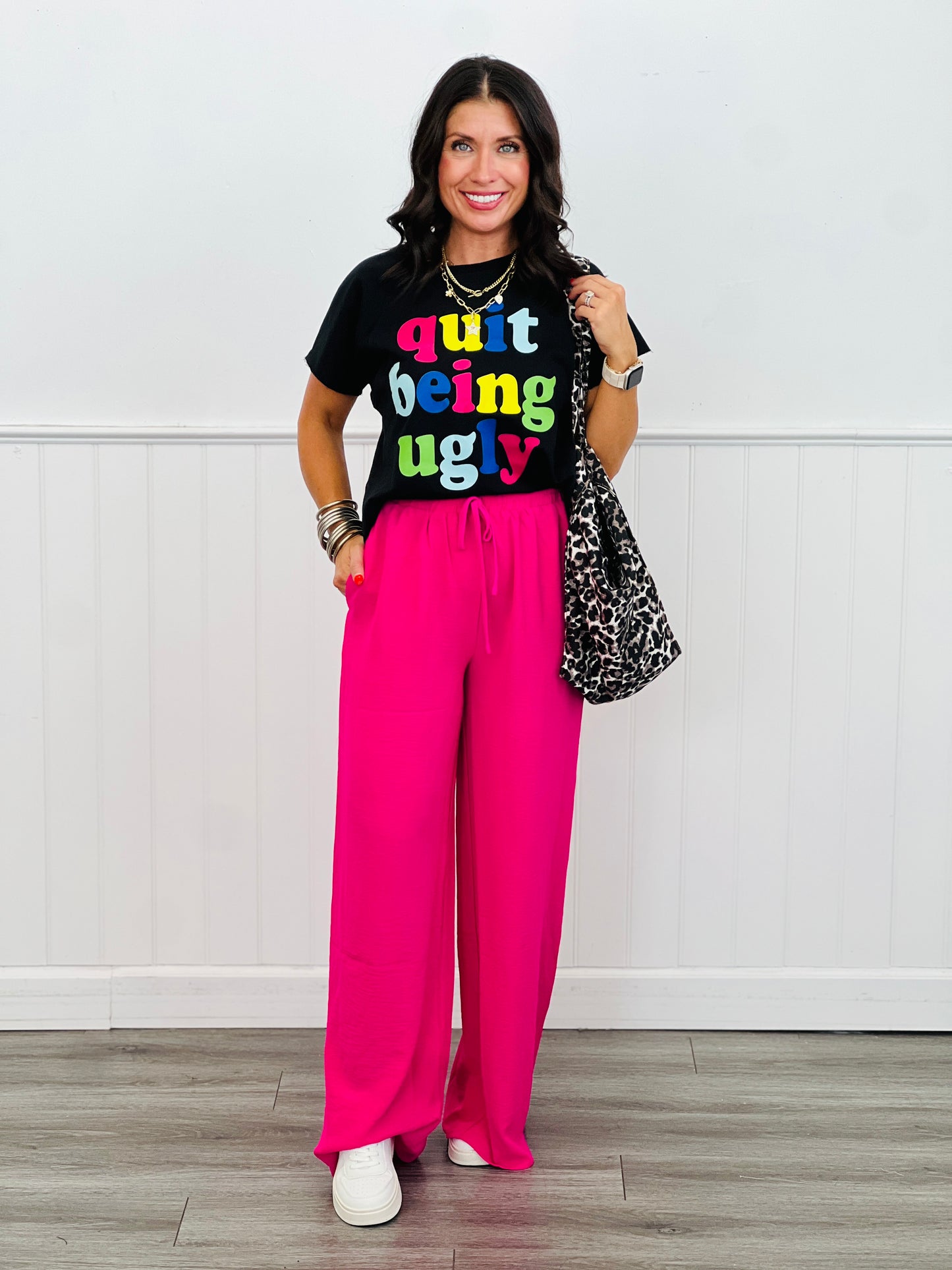 Black Quit Being Ugly Graphic Tee (Reg. and Plus)
