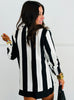 Black White Vertical Stripe Relaxed Blazer (Reg. & Plus)