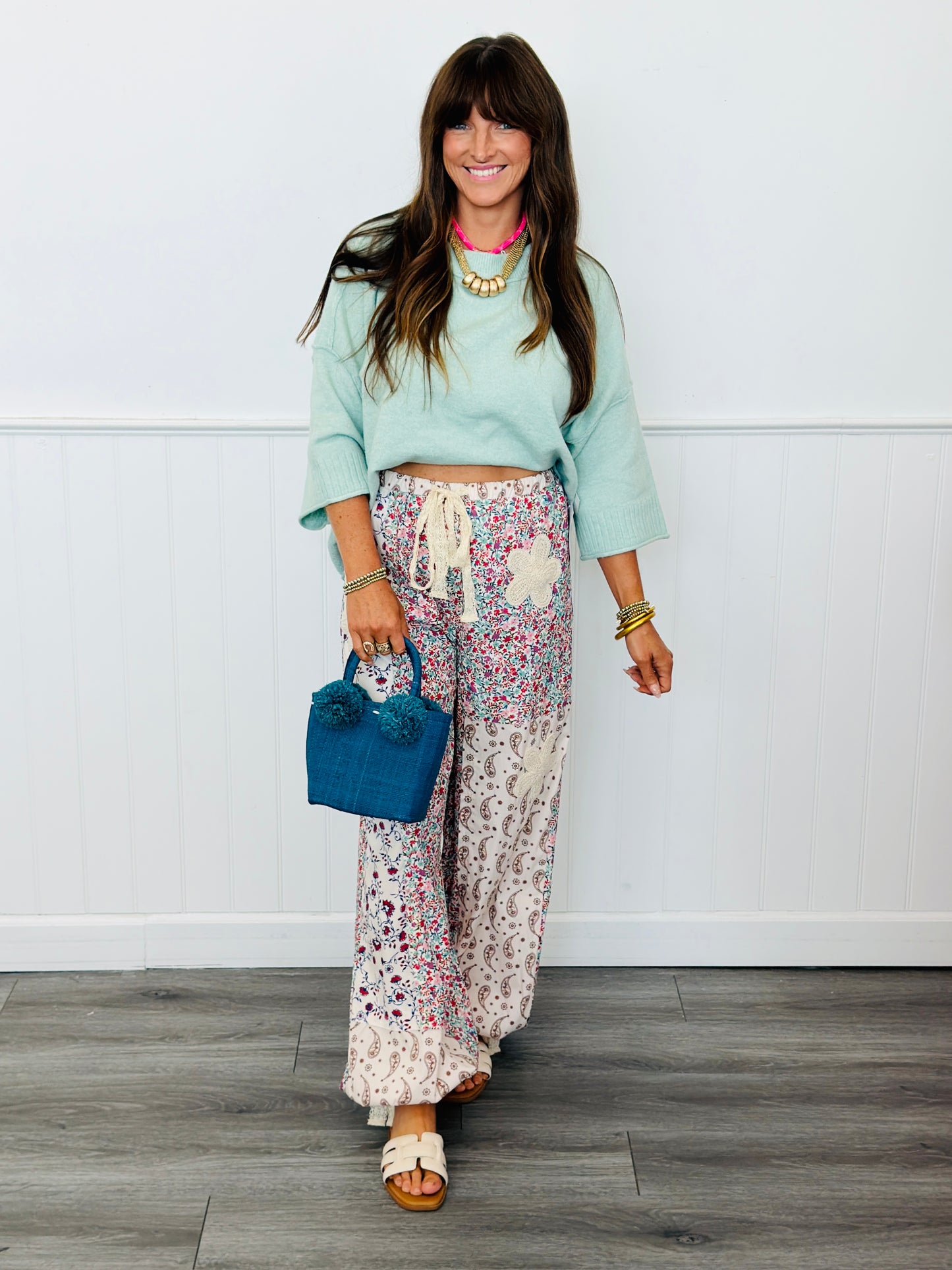 Cream Floral Jogger Pants (Reg & Plus)