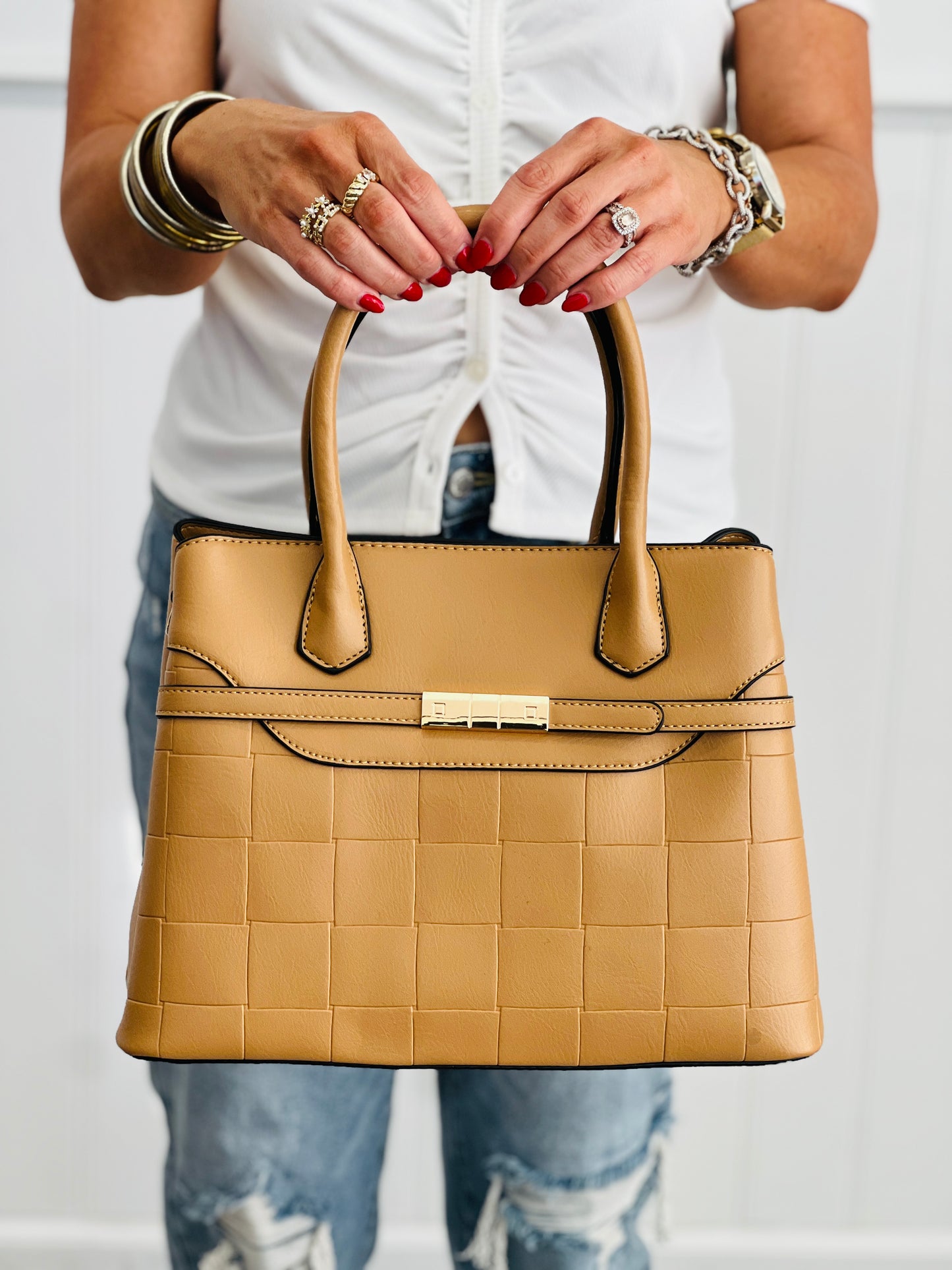 Faux Leather Quilted Satchel (5 colors)