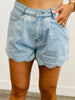 Light Denim Scalloped Hem Shorts (Reg.)