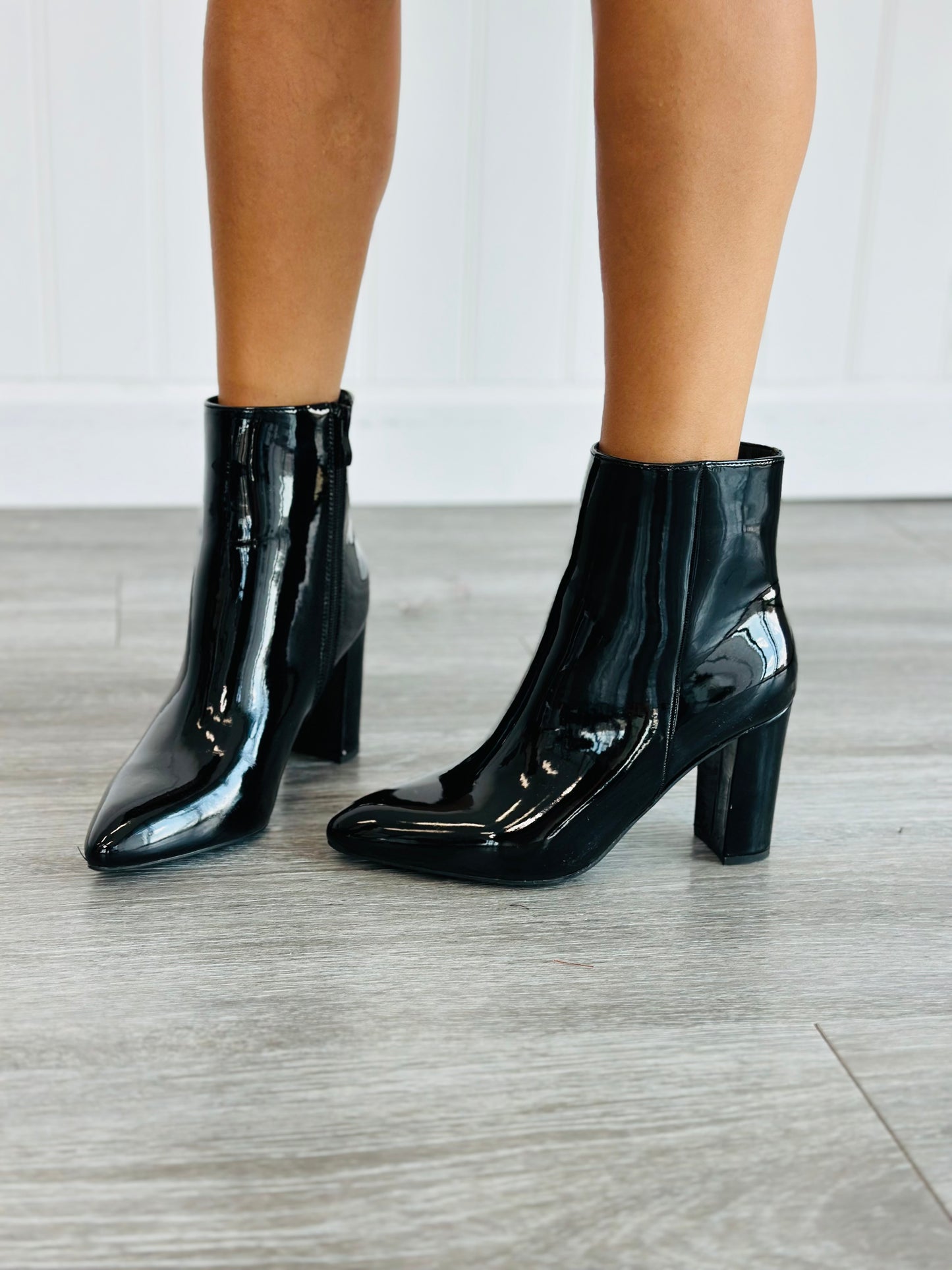 Black Get To The Point Patent Booties