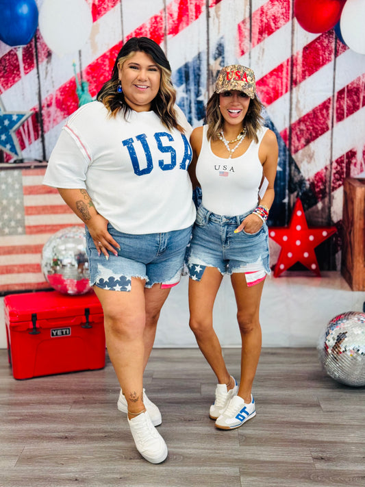 Judy Blue Party In The USA Shorts (Reg. and Plus)