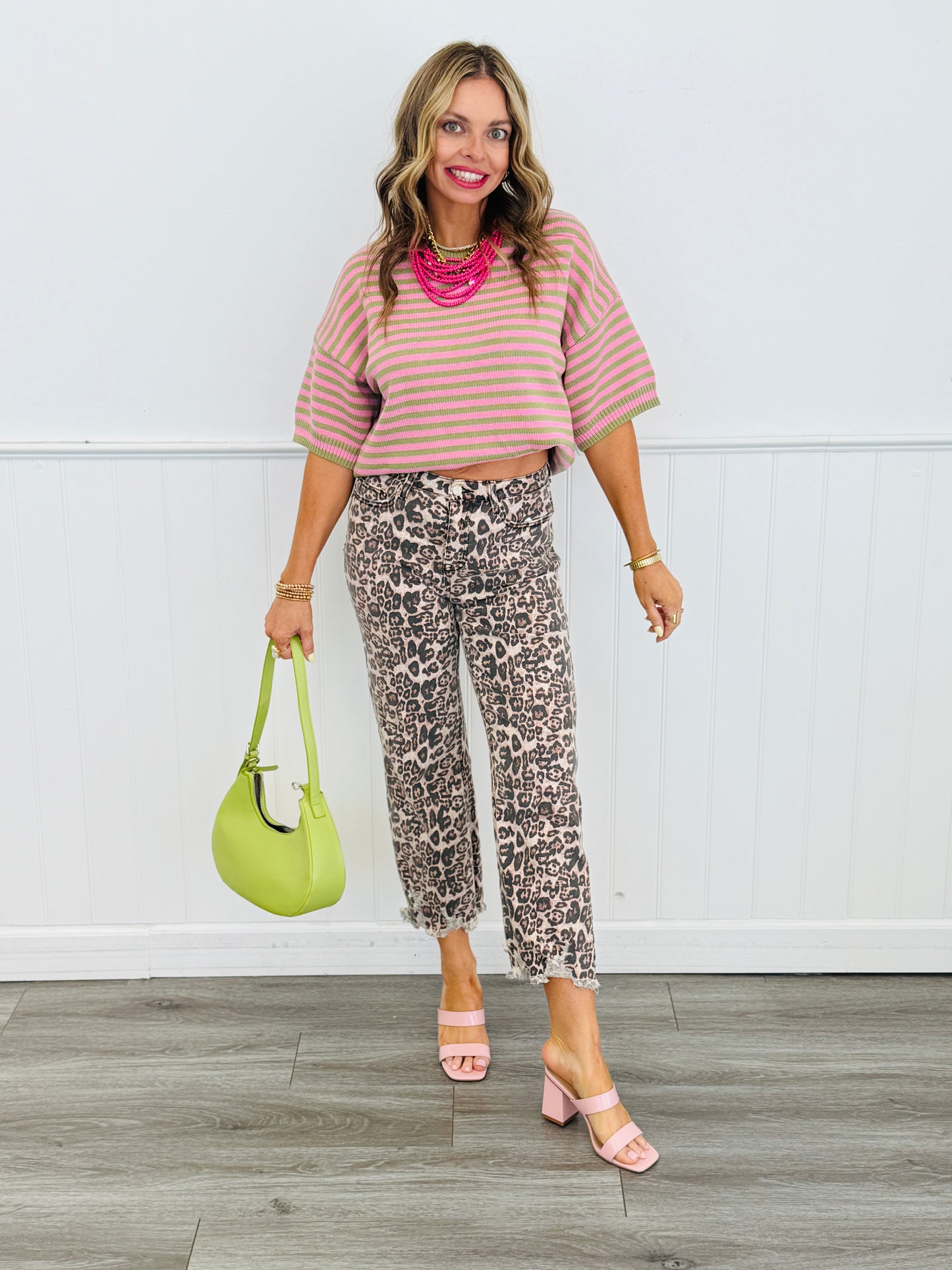 Matcha/Pink Striped Sweater Top (Reg.)