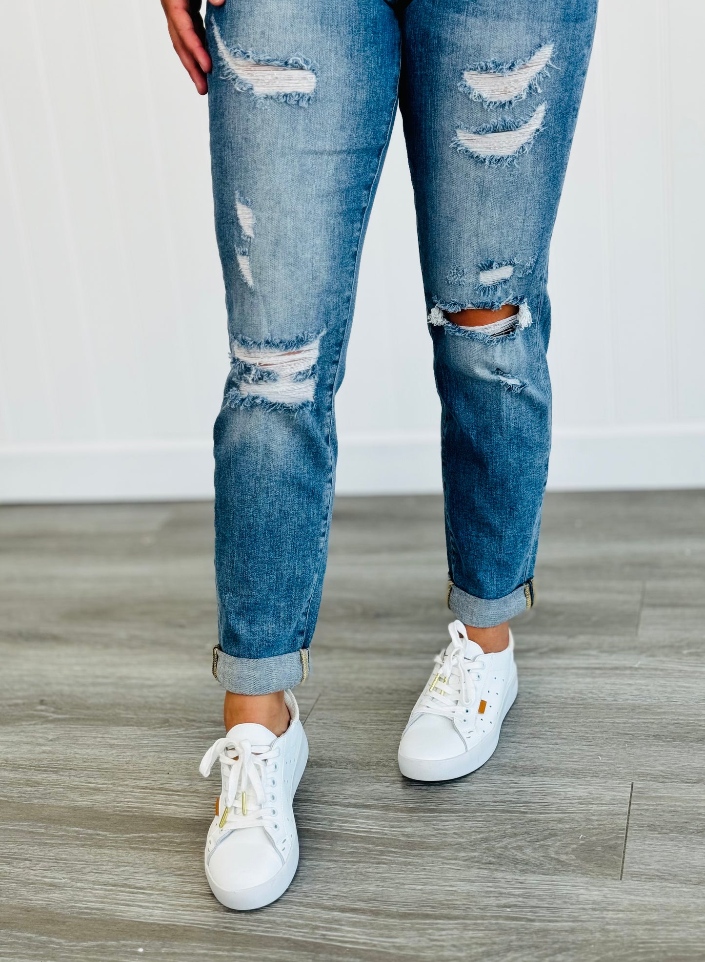 Judy Blue Lost Without You Boyfriend Cuffed Jeans (Reg. & Plus)