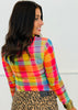 Rainbow Plaid Print Mesh Top (Reg & Plus)