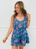 Denim/Mauve Floral Sleeveless Romper (Reg. and Plus)