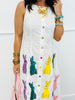 Queen Of Sparkles White Multi Easter Bunny Button Up Midi Dress (Reg. & Plus)