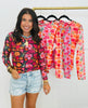 Floral Print Mesh Blouse (Reg.) - 4 Colors