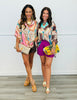 Satin Print Oversized Button Down Shirt (Reg & Plus) - 2 Colors