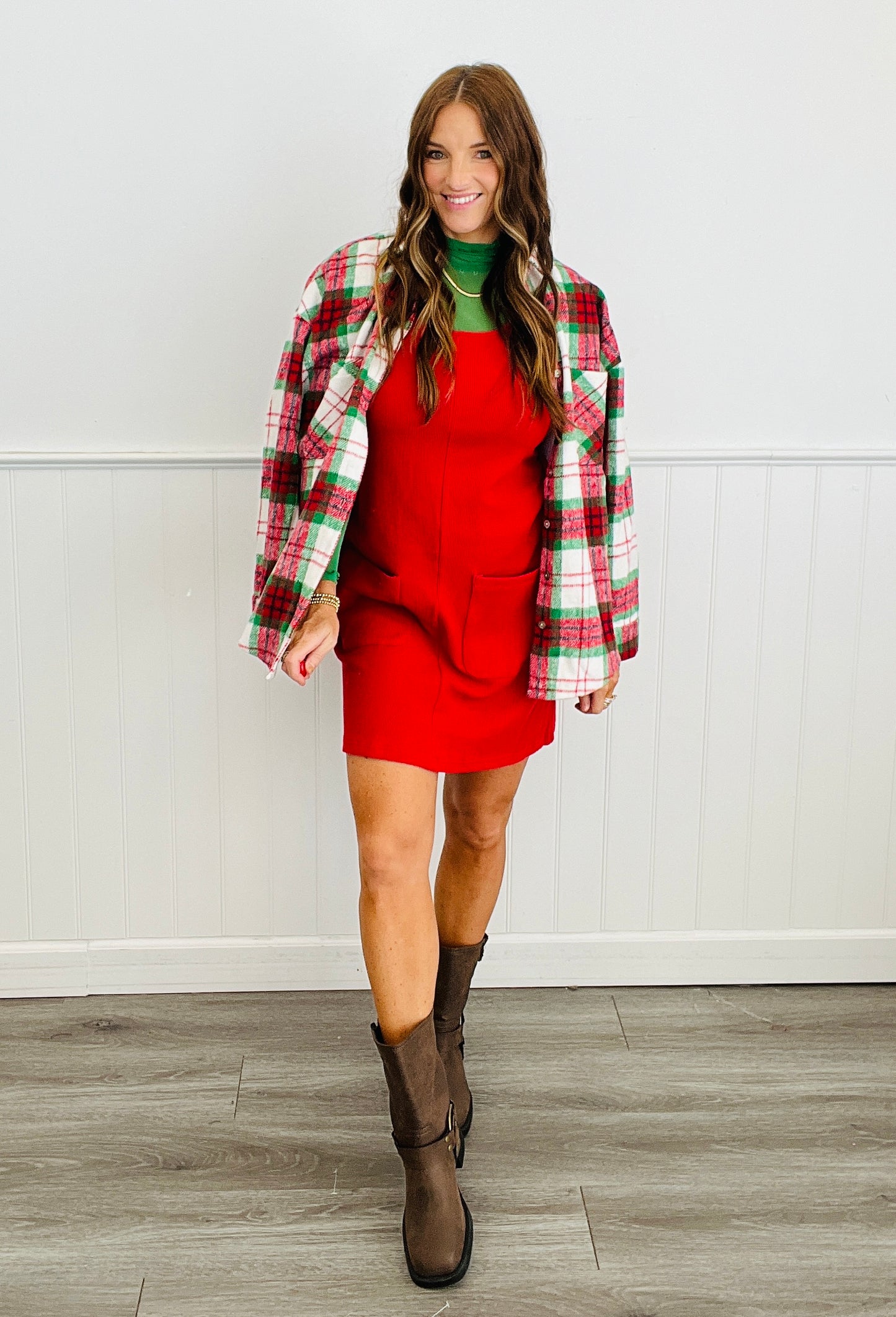 Red Rory Ribbed Jumper Dress (Reg. and Plus)