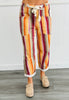 Burgundy Multi Stripes String Barrel Pants (Reg.)