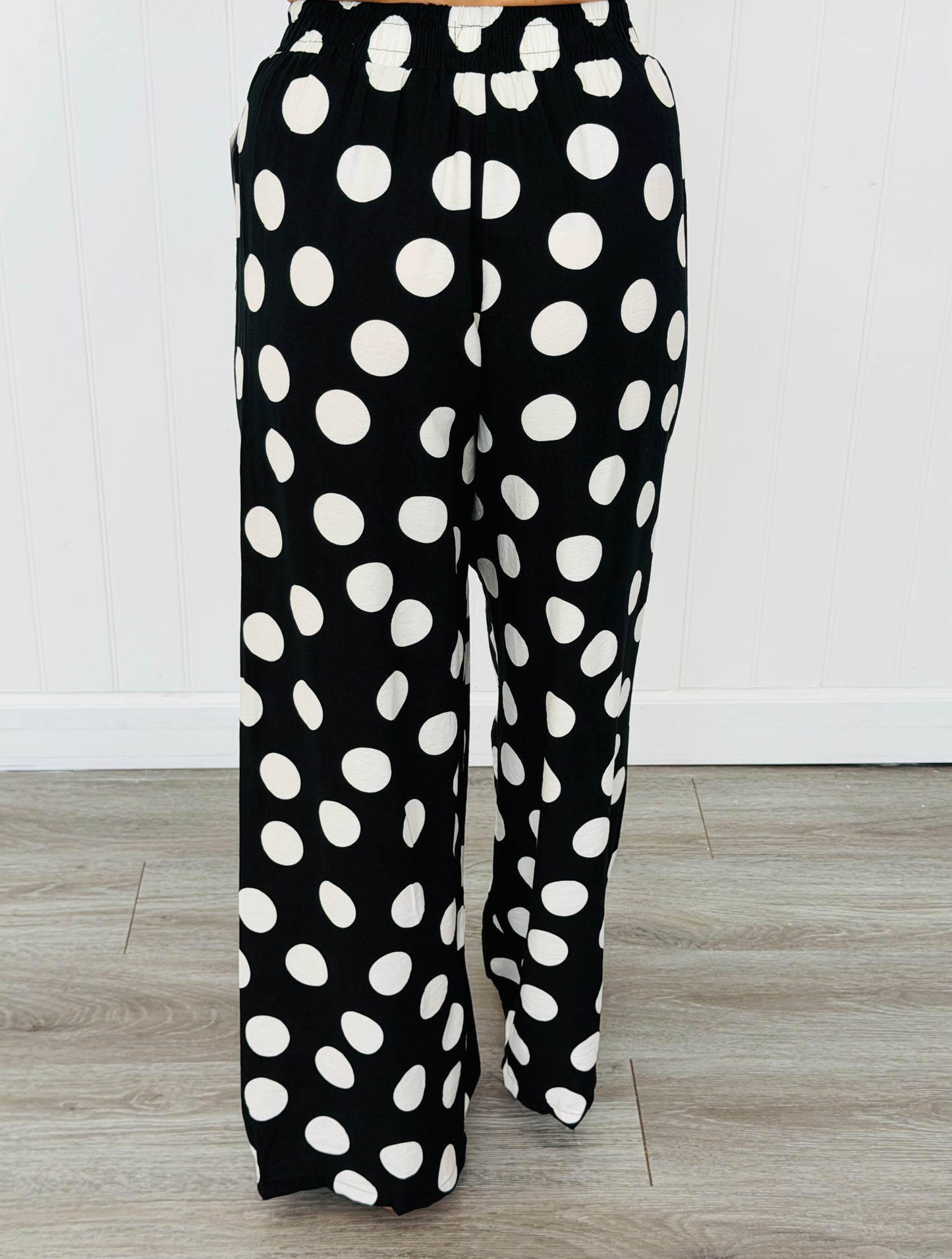 Black/White Polka Dot Pocket Pants (Reg.)