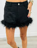 Black Feather Trim Shorts (Reg.)