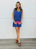 Royal Striped Tie Shoulder Mini Dress (Reg.)