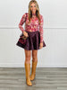 Burgundy Faux Leather Flare Mini Skirt (Reg.)