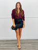 Black Textured Vegan Leather Mini Skirt (Reg.)