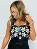 Black Embroidered Top & Midi Skirt Set (Reg & Plus)