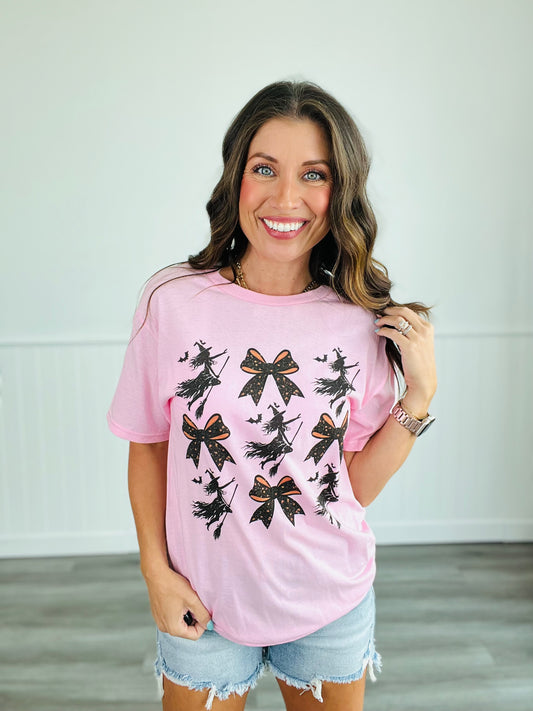 Pink Witchy Bows Graphic Tee (Reg. and Plus)