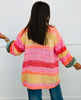 Pink/Orange Bubble Sleeves Open Front Cardigan (Reg.)