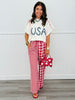 Red Mixed Gingham Print Pants (Reg.)