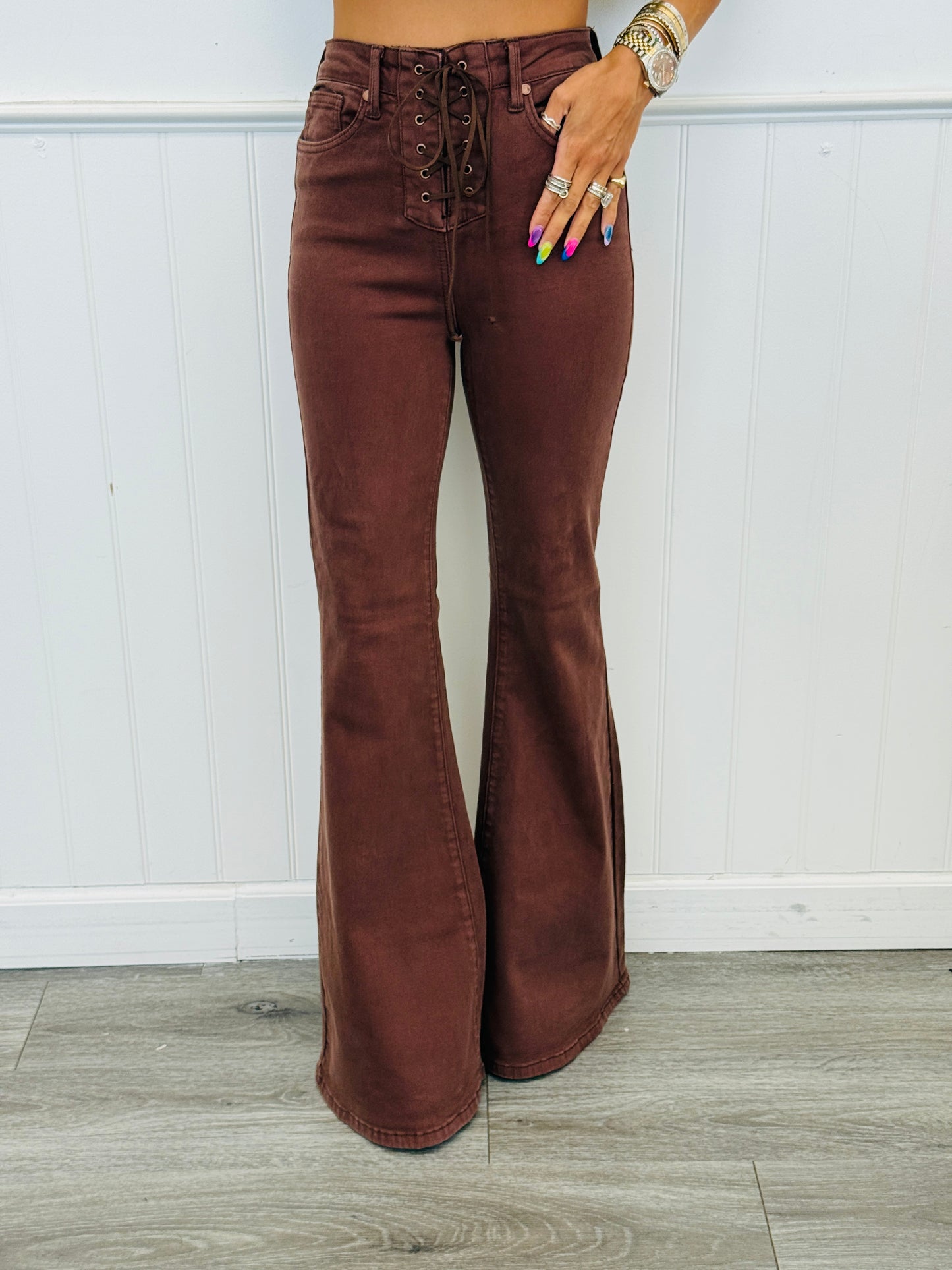 Judy Blue Lace Up Luxe Flare Jeans (Reg. and Plus)