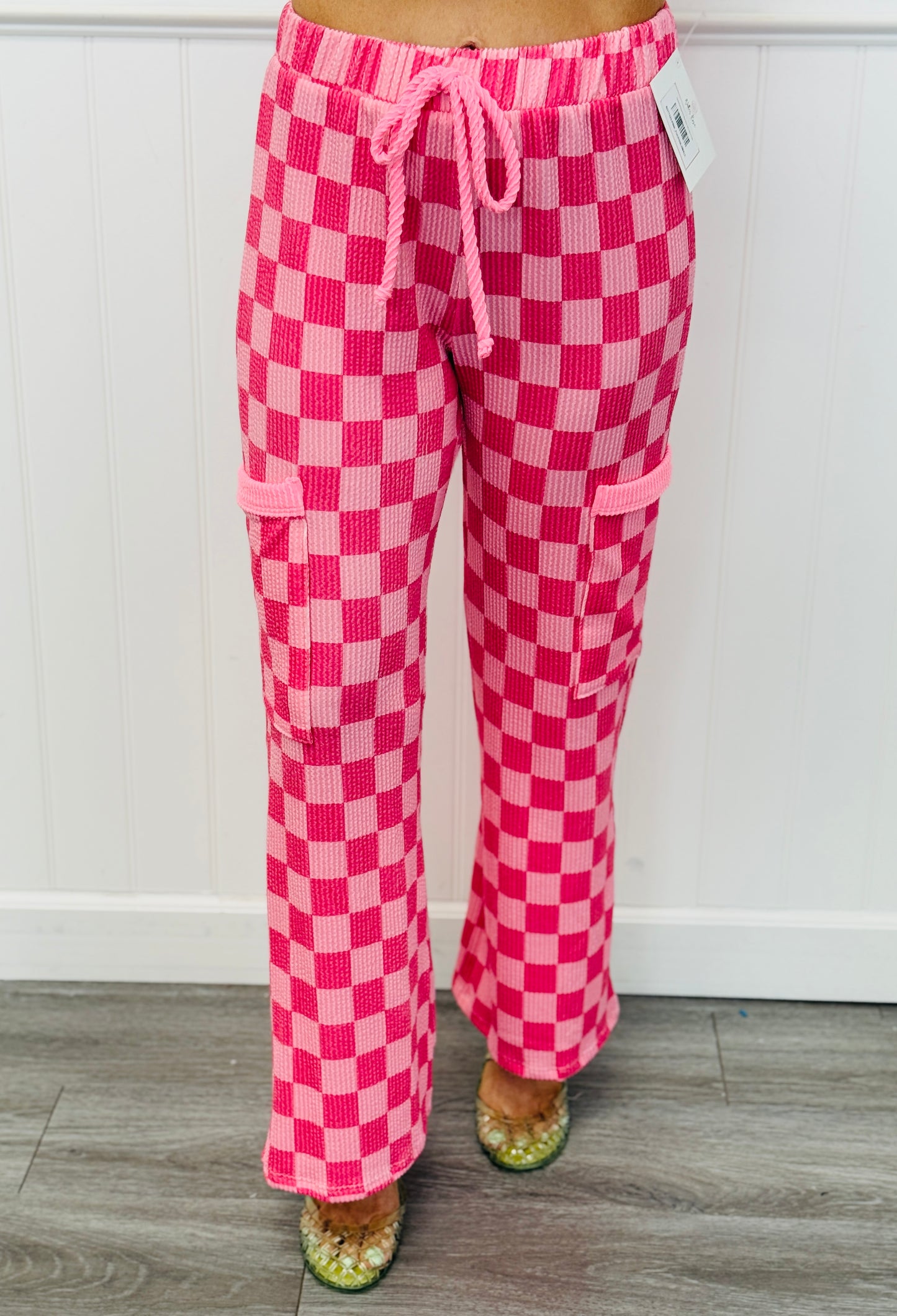 Checkerboard Drawstring Waist Pants (Reg & Plus)-3 Colors