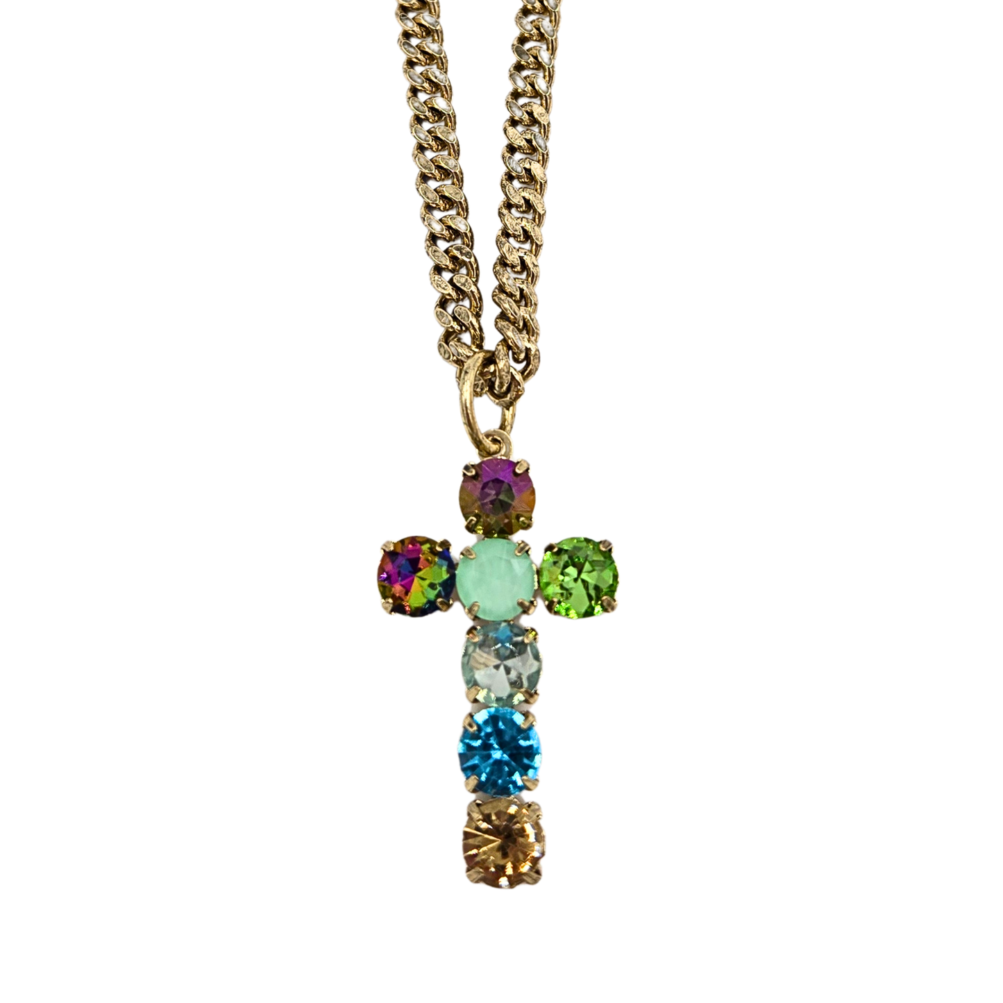 Sienna - Cross Necklace in Lagoon Mix
