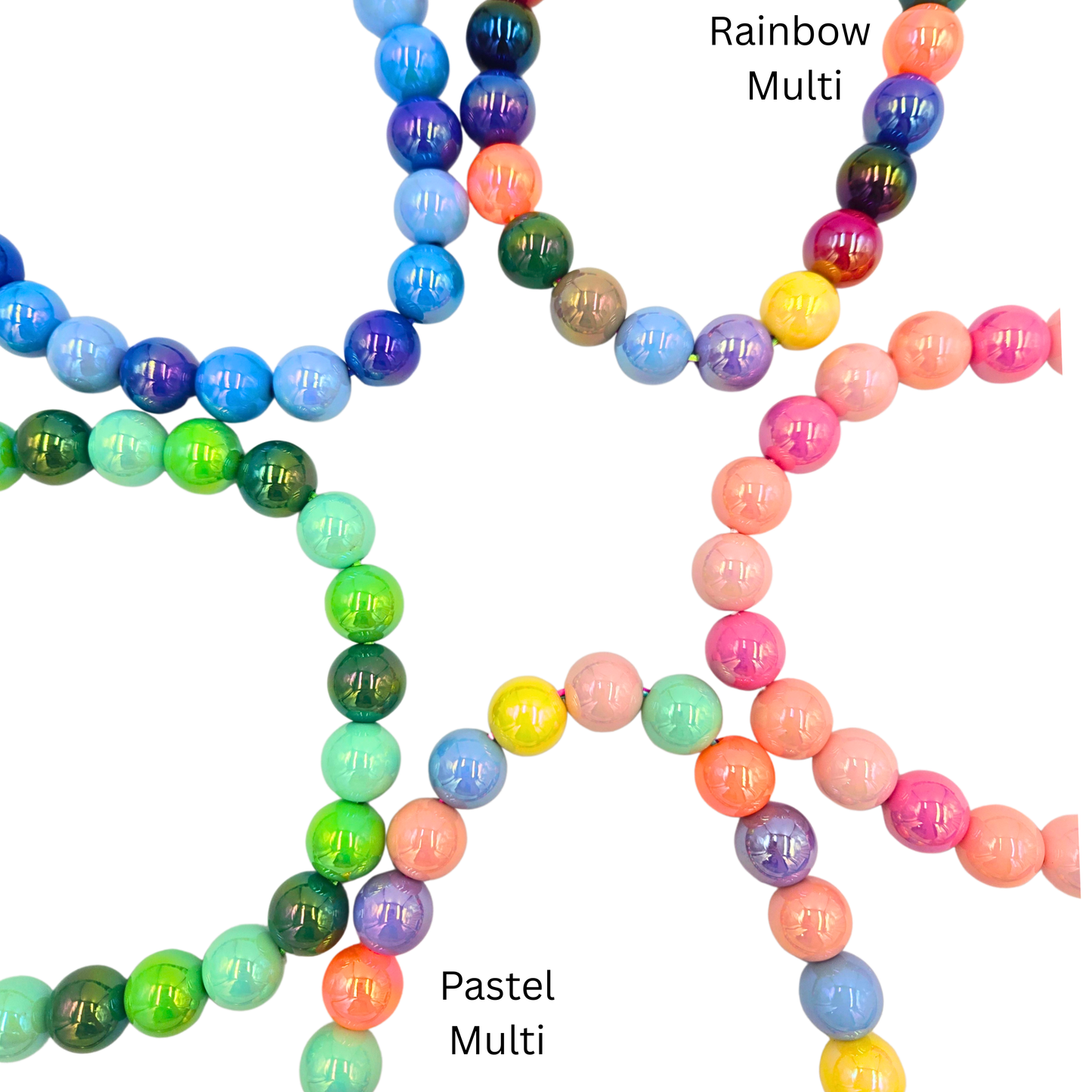 Iridescent Gumball Beaded Necklace (5 colors)