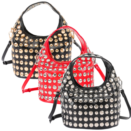 Studded Faux Leather Handbag (3 colors)