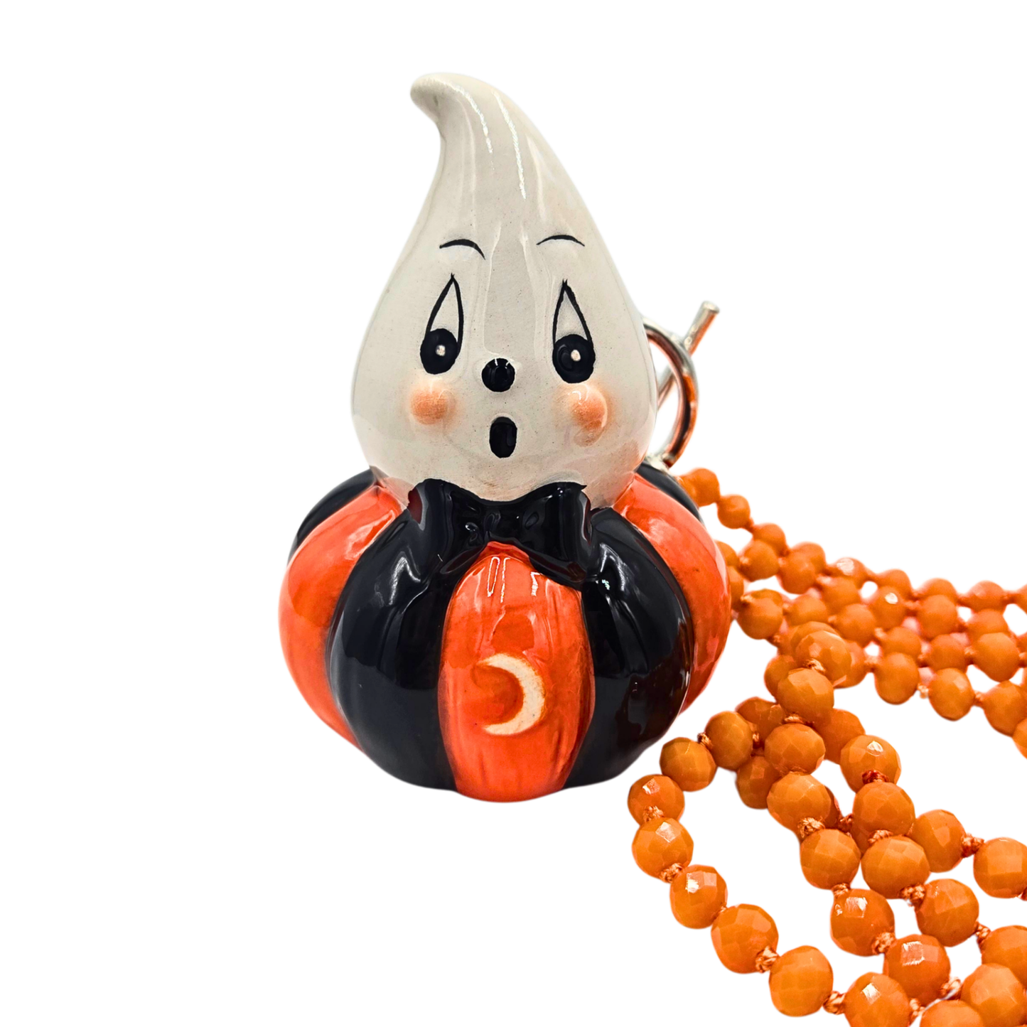 Ghostly Pumpkin Salt Shaker Necklace