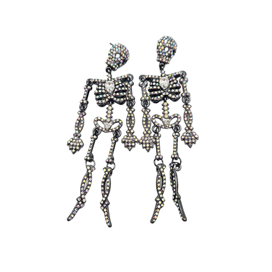 Gunmetal Bling Skeleton Earrings