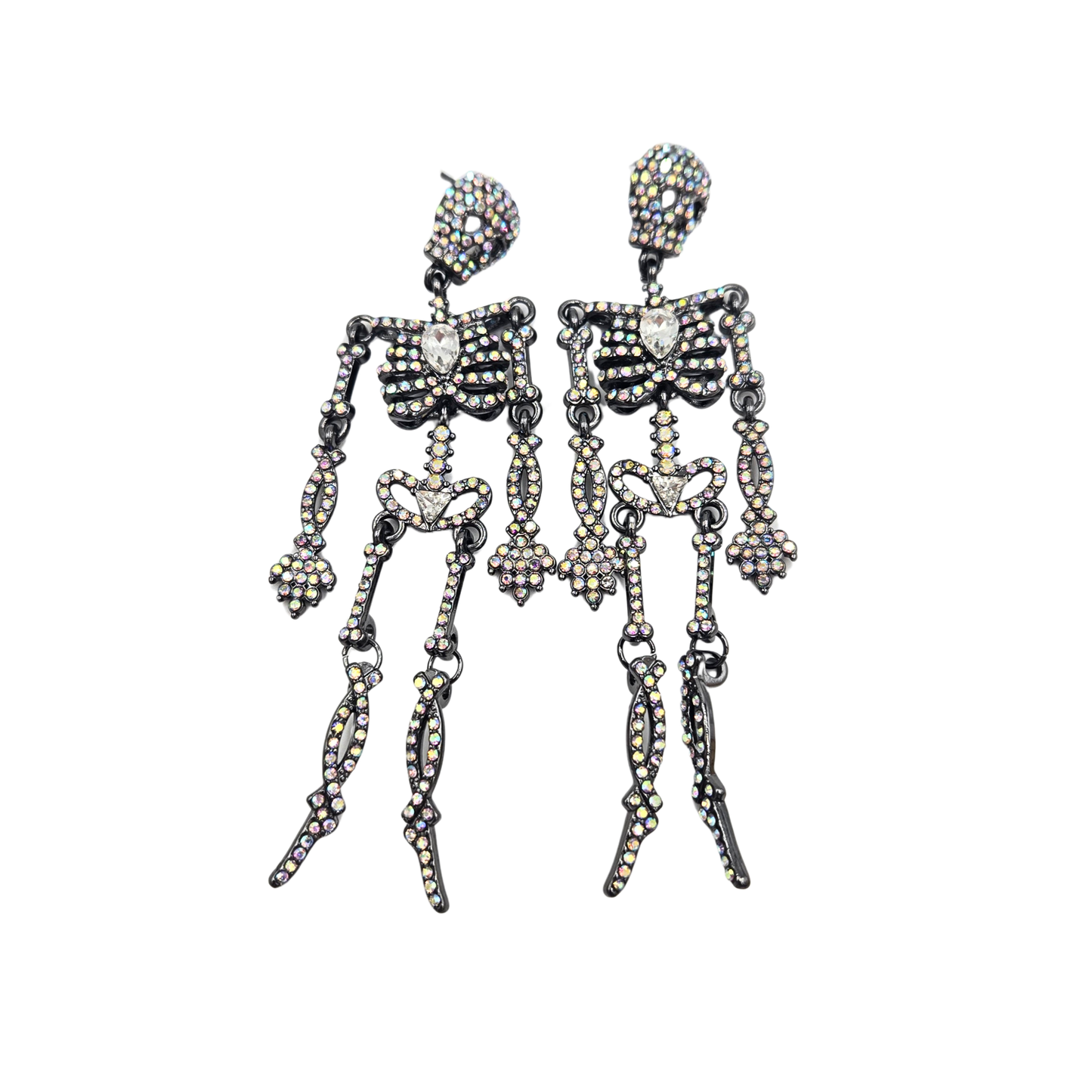 Gunmetal Bling Skeleton Earrings