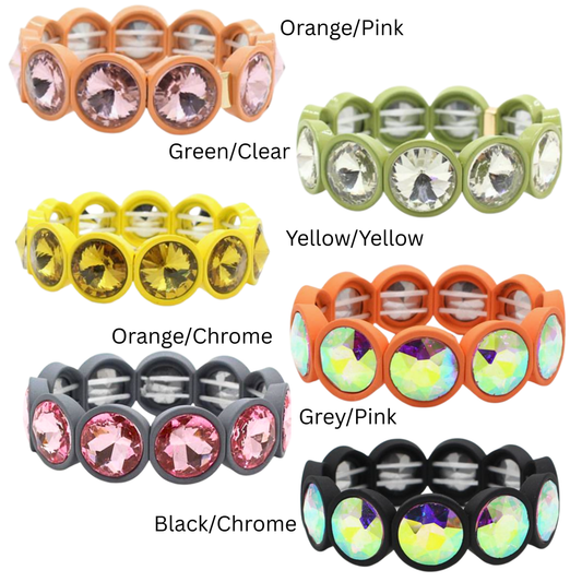 Jewel and Enamel Stretch Bracelet Mix 2 (6 colors)