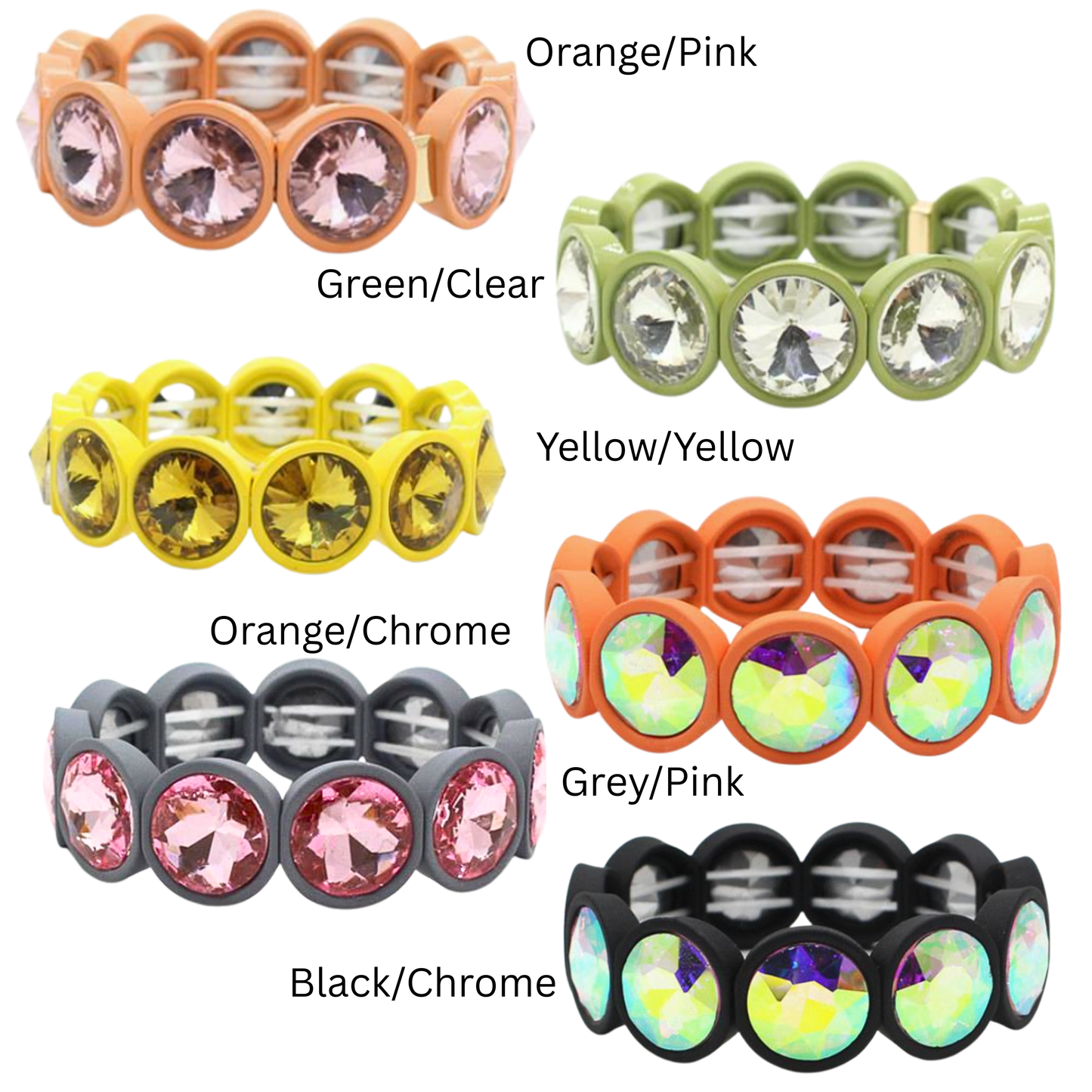 Jewel and Enamel Stretch Bracelet Mix 2 (6 colors)