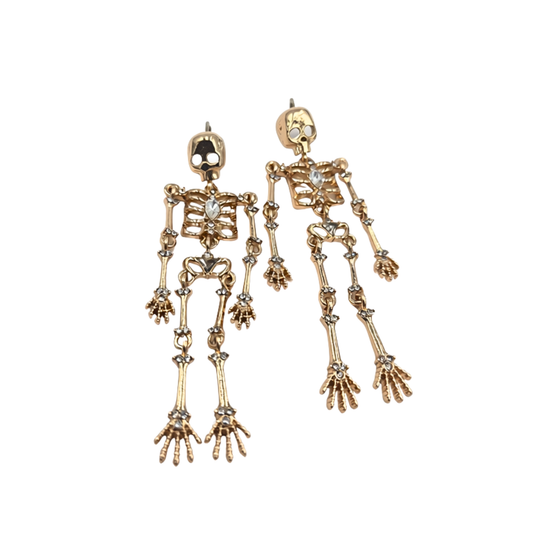 Gold Jeweled Skeleton Earrings