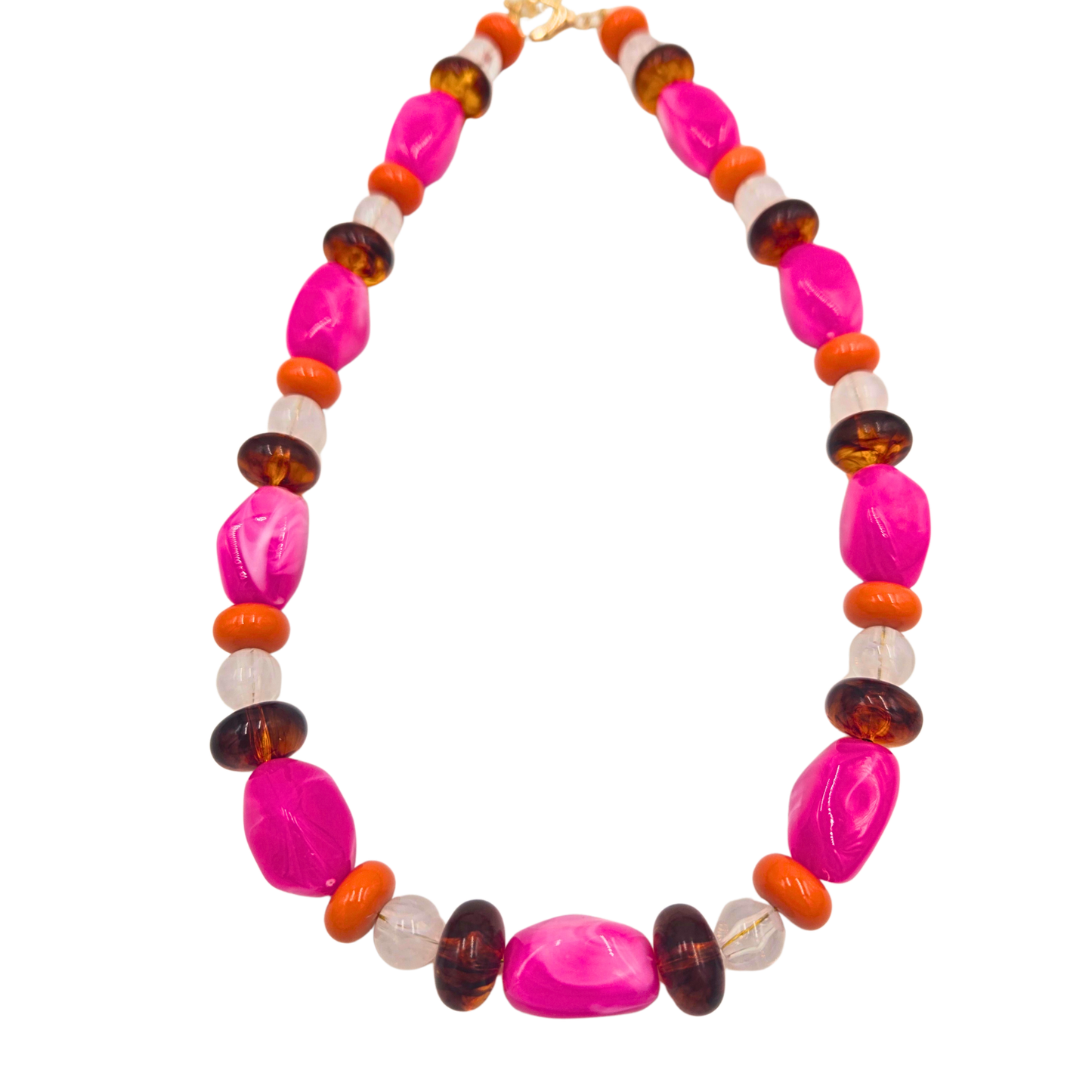 Pink & Orange Beaded Necklace