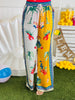 Ivory-Sunflower Satin Pants (Reg. & Plus)