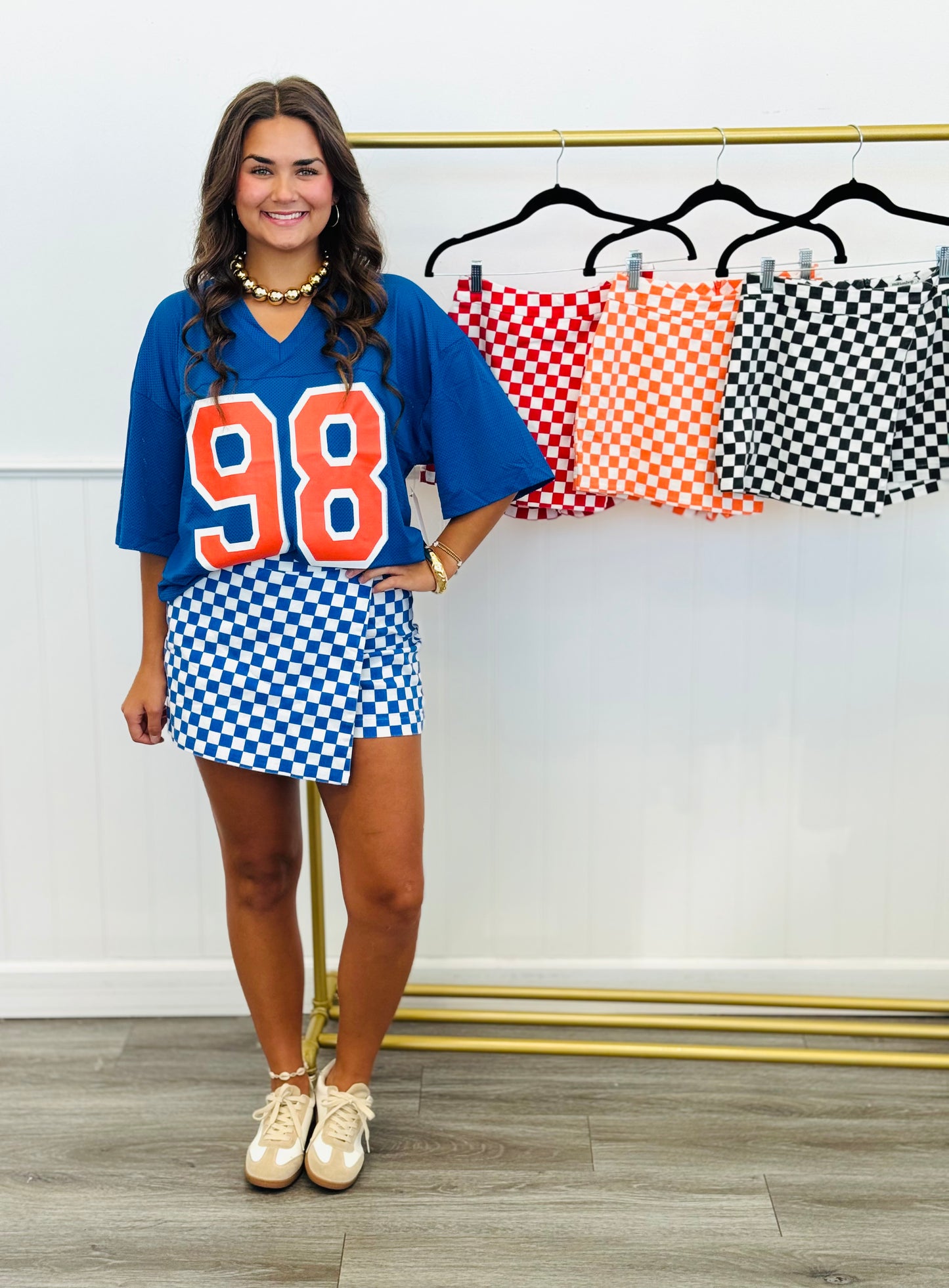 Checkered Front Wrap Skort (Reg.)-4 Colors