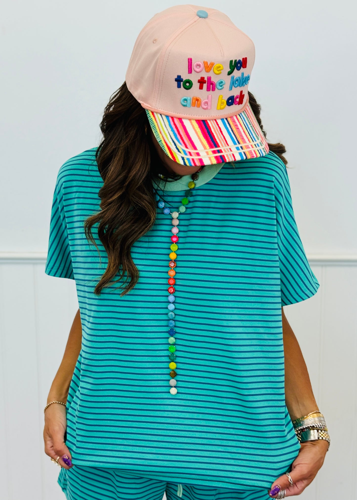 Emerald/Mint Striped Top & Shorts Set (Reg.)
