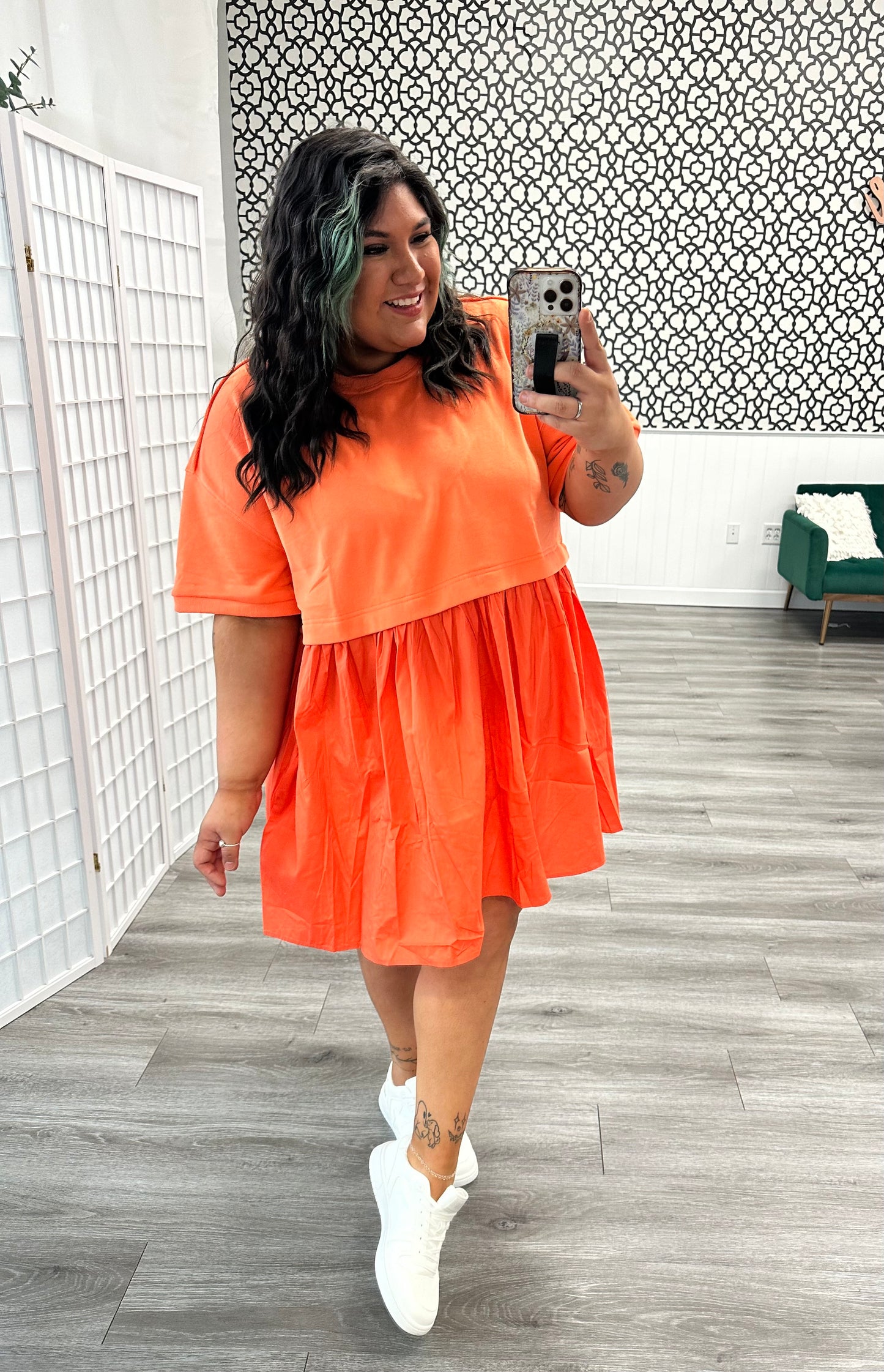 Nectarine Burst Mini Dress (Reg & Plus) Walker Rose Boutique